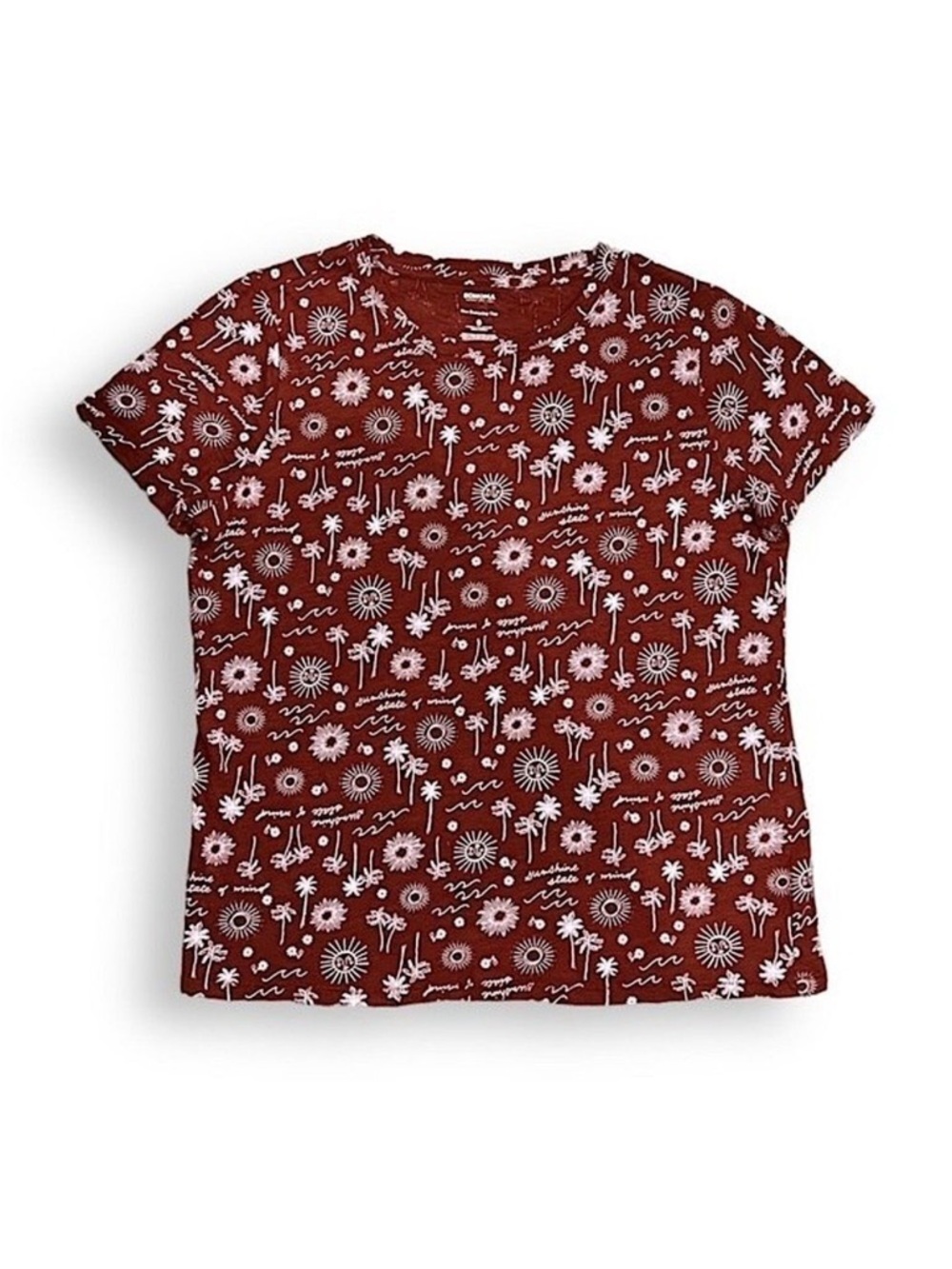 Sonoma Brown Embroidered Sunshine State of Mind Shirt Size Small